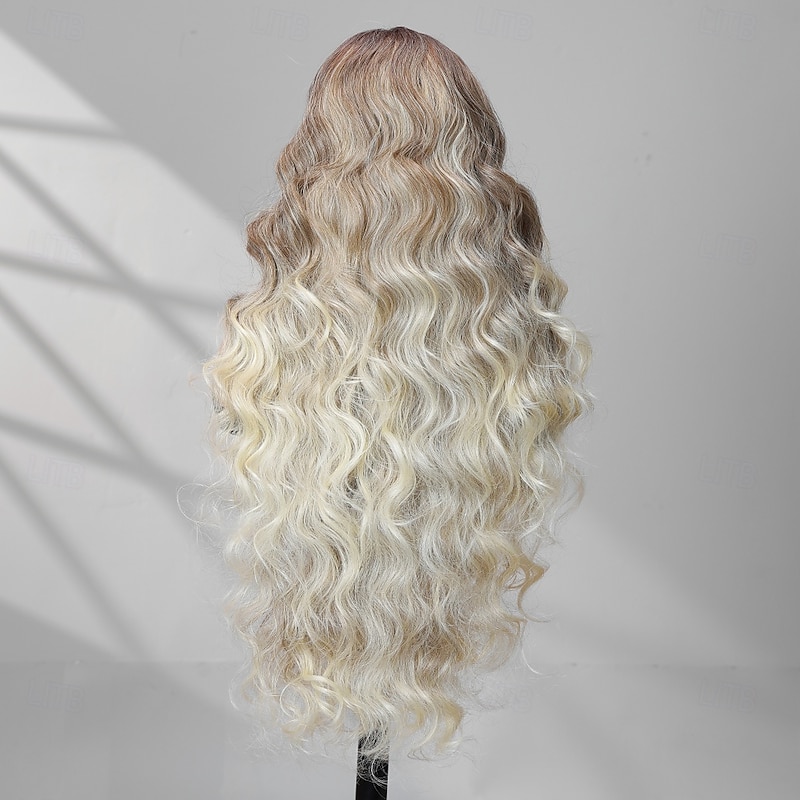Synthetic Lace Wig Body Wave Style 30 inch Mixed Color Middle Part 13x4 Lace Front Wig Women's Wig Light golden4