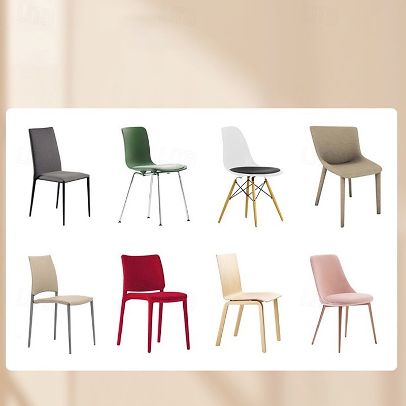 4PCS Seersucker Dining Room Chair Covers Slipcovers with Skirt Stretch Washable Seat Covers Protector, Cream3