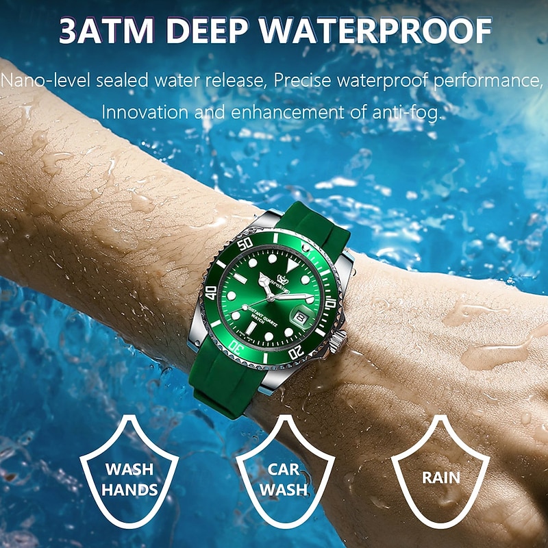 901 Casual Men's Watch – Luminous Waterproof Wristwatch with Soft Silicone Strap and Date Display3