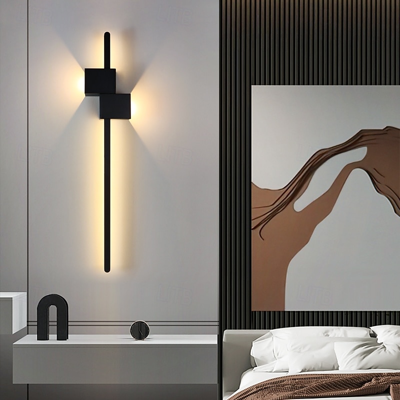 LED Wall Sconce Up and Down Light 10W Modern Aluminum Background Lamp 40/60/80/100/120cm Warm White Indoor Lighting Black 110-240V 1PCS4