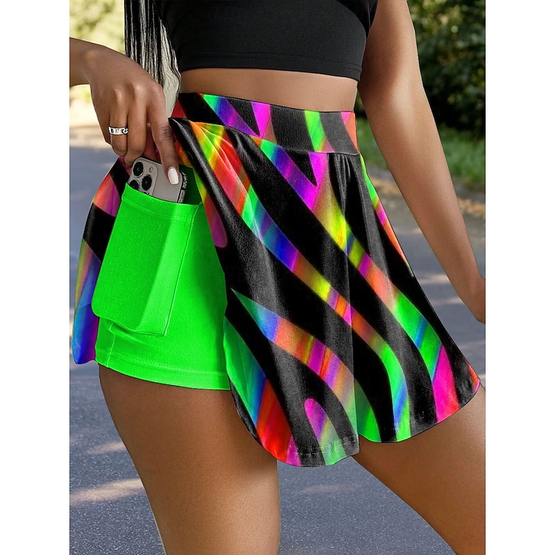 Women's Slim Skirt Fashion Casual Mini High Waist Skirts Graphic Geometric Stretchy Daily Blue Orange Green Summer 95%Polyester 5% Spandex4