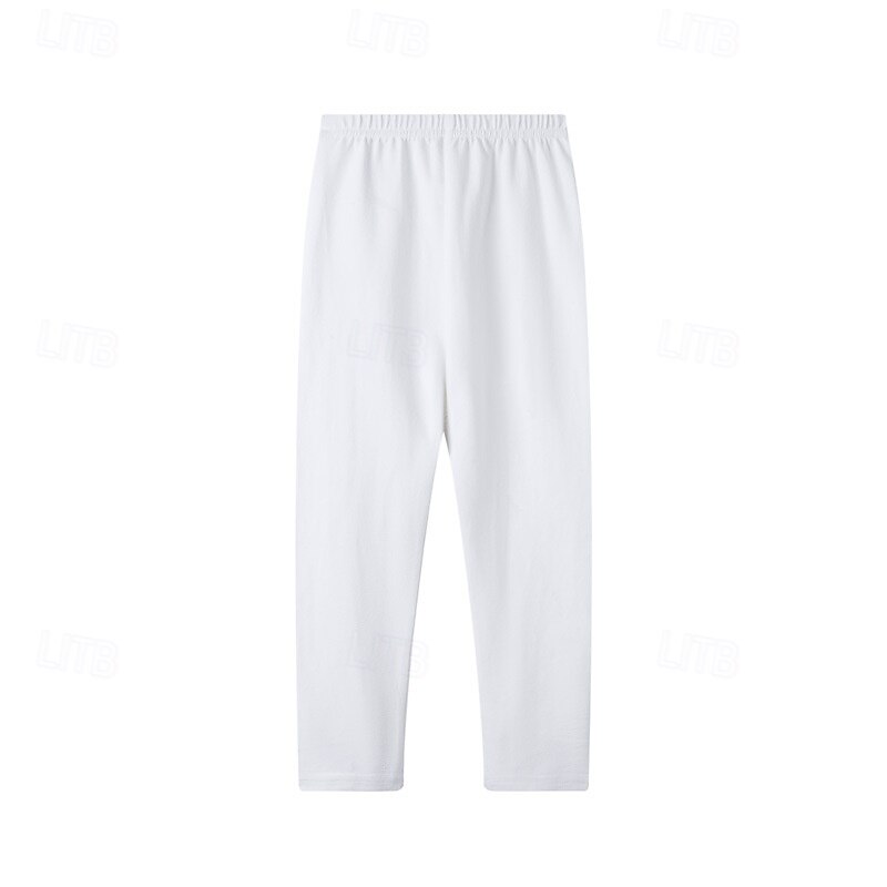 Kids Girls' Leggings Solid Color Streetwear Outdoor 4-12 Years Summer Black White Pink2