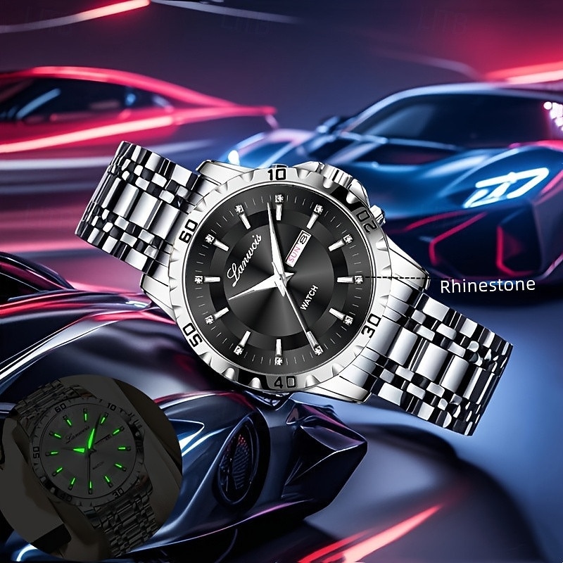 Men's Quartz Watch – Stainless Steel Strap, IPX7 Waterproof, Luminous Hands, Day & Date Display, Business Style, Fashion Multi-Function Watch for Travel & Sports4