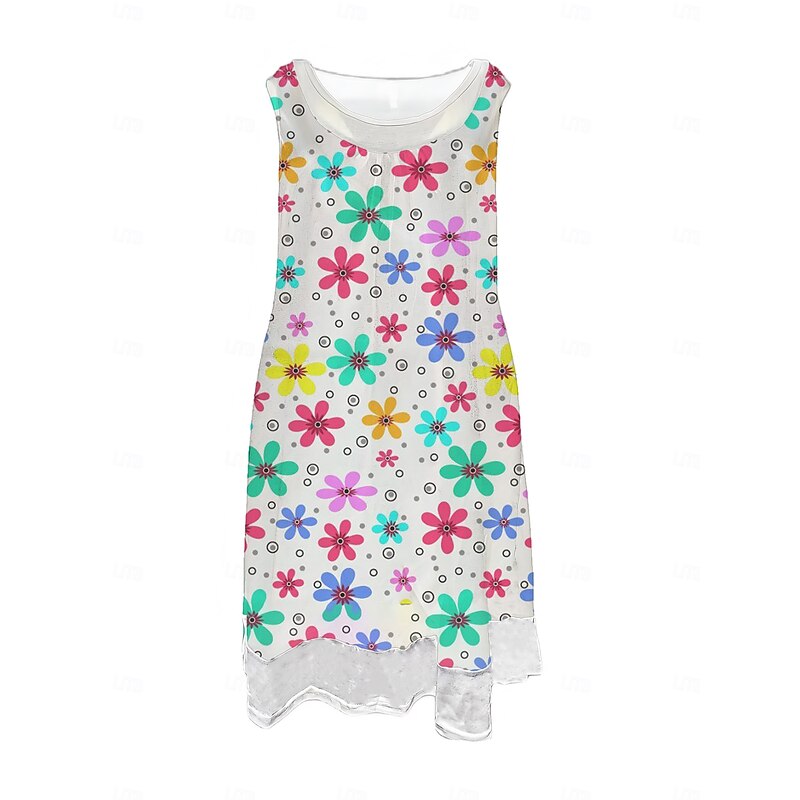 Women's Midi Dress Tank Dress Fashion Classic Outdoor Daily Weekend Regular Fit Graphic Sleeveless Crew Neck Colorful Spring Fall3
