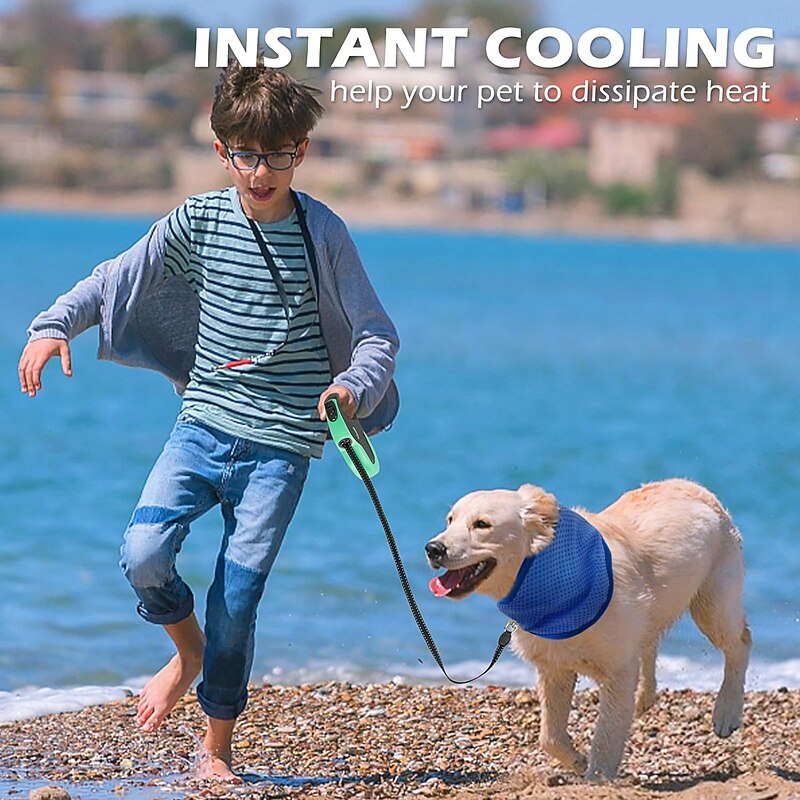 Dog Cooling Bandana - 2 Pack Instant Chill Out Adjustable Pet Scarf Summer Outdoor Ice Collar Cooler Prevent Sunstroke for Small Medium Large Breeds2