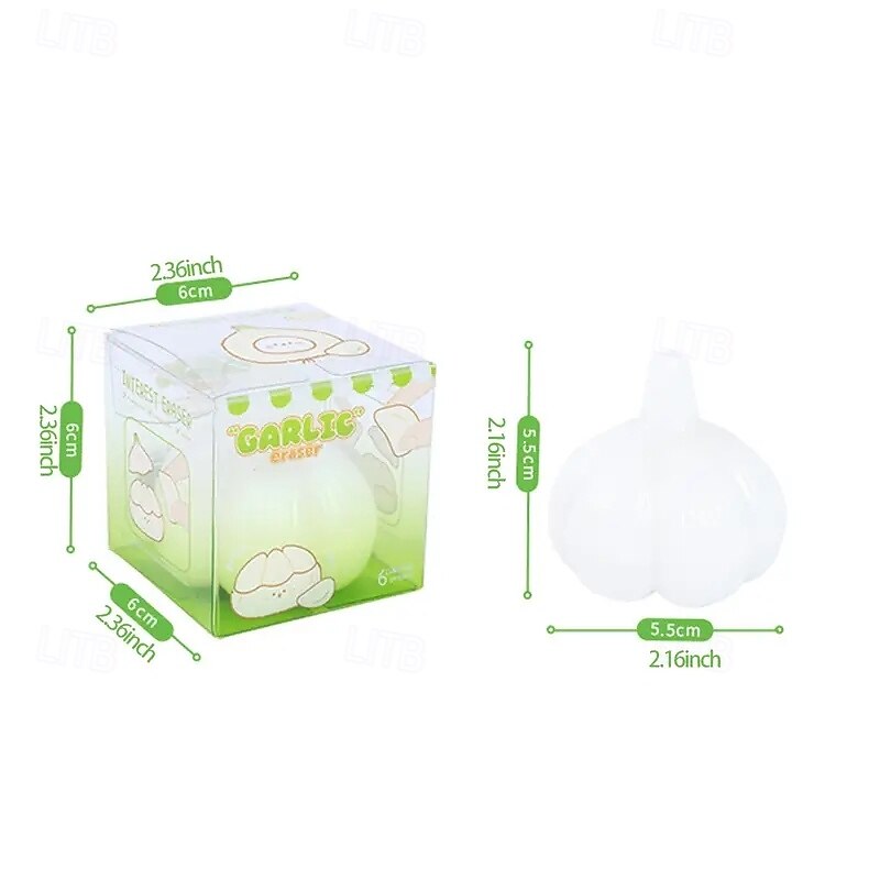 Garlic Clove Eraser with Storage Box, Realistic Design PVC White Eraser for School and Office, Durable, Ideal for Students and Teachers3