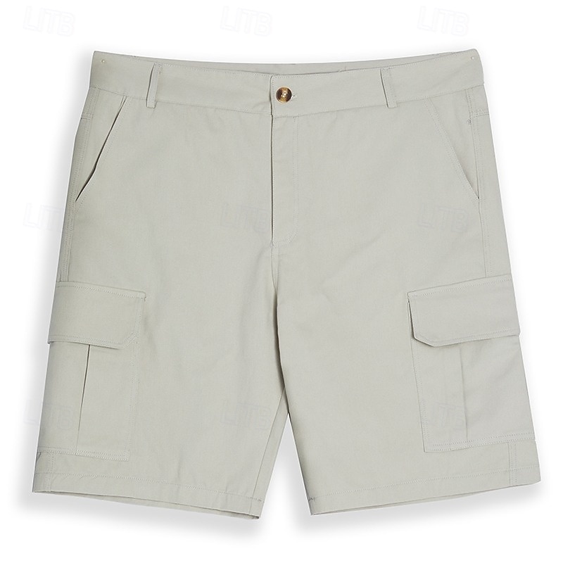 Men's Cargo Shorts Shorts Beach Shorts Casual Shorts Multi Pocket Straight Leg Solid Color Knee Length Outdoor Casual Daily Vacation Classic Style Black Green Inelastic3