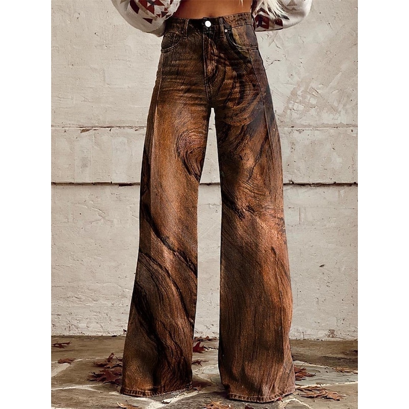 Retro Vintage Boho 1970s Pants Wide Legged Pants Hippie Disco High Waist Western Revival Faux Jeans Style Fancy Dress Women's Carnival Casual Daily Music Festival Retro Theme Party Adults' Pants