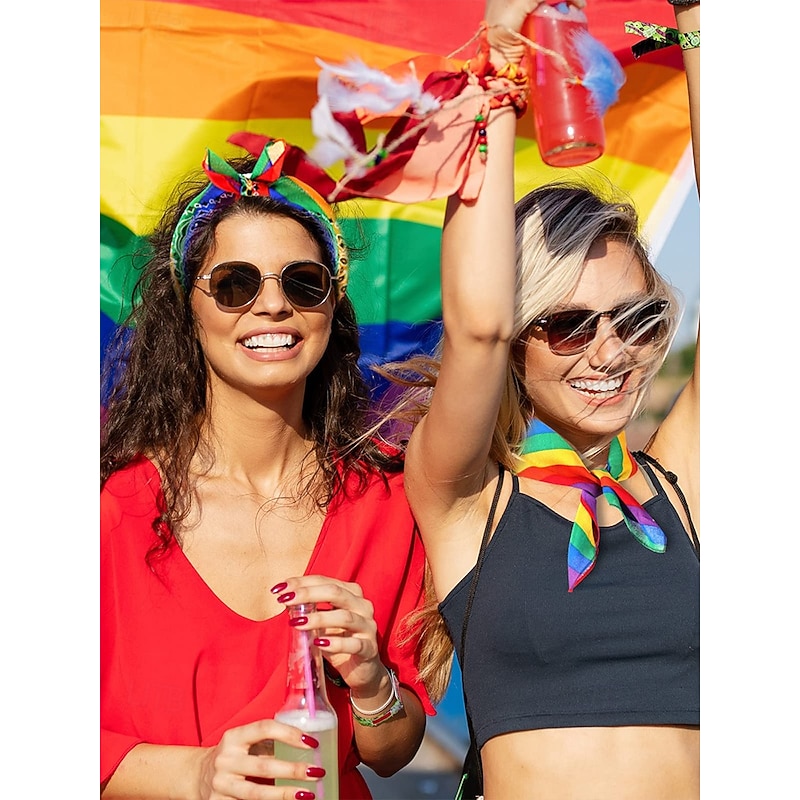 Unisex Paisley Rainbow Pride Scarf - A colorful LGBTQ+ accessory for festivals, Parades and everyday wear2