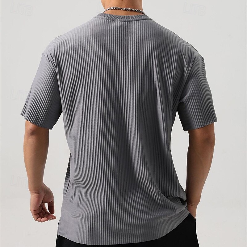 Men's T Shirt Tee Short Sleeve Shirt Tee Top Short Sleeve V Neck Summer Plain Fashion Designer Basic Jacquard Vacation Street Going out Black White Dark Grey Top Tee for Men4