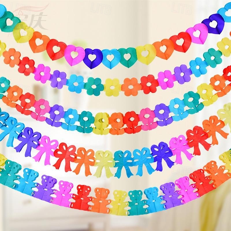 Pride Rainbow Paper Garland 9m/3pcs, Festival Party Bunting Banner, Colorful Hanging Decor for Pride Month, LGBTQ Party Supplies, Love is Love Celebration Decoration