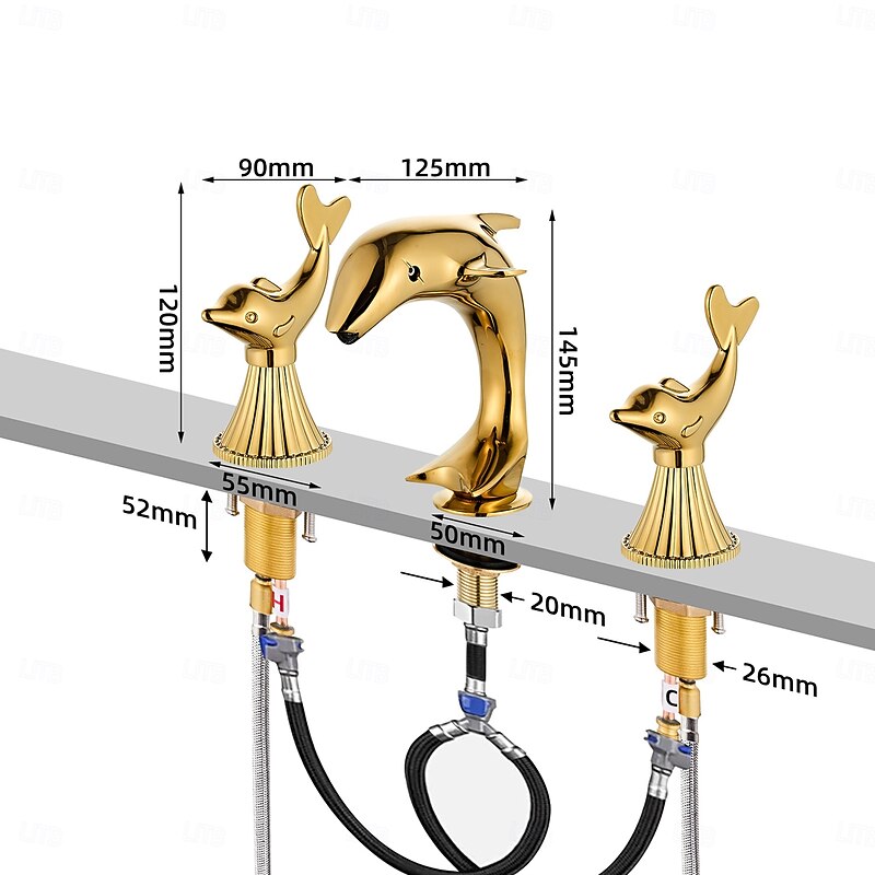 Bathroom Sink Faucet - Widespread Chrome / Electroplated Widespread Two Handles Three HolesBath Taps4