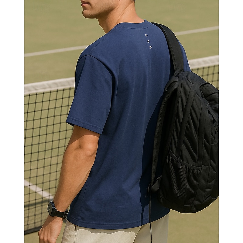 Men's Patchwork Tennis Tee Short Sleeves Sweat-Wicking Moisture Wicking Breathable Tennis Golf Pickleball Crew Neck Blue Purple Grey Tennis Clothing2