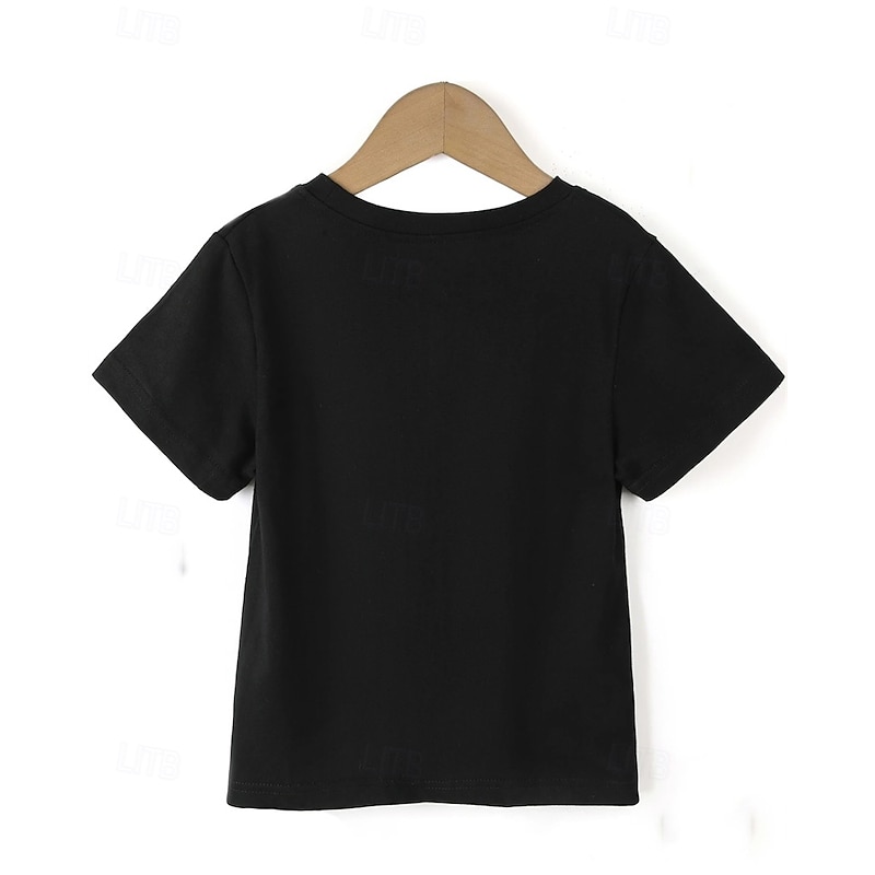 100% Cotton Kids Boys Black Letters T shirt Tops Crew Neck Short Sleeve Vacation Casual Daily Wear Fashion Sport Print Summer2
