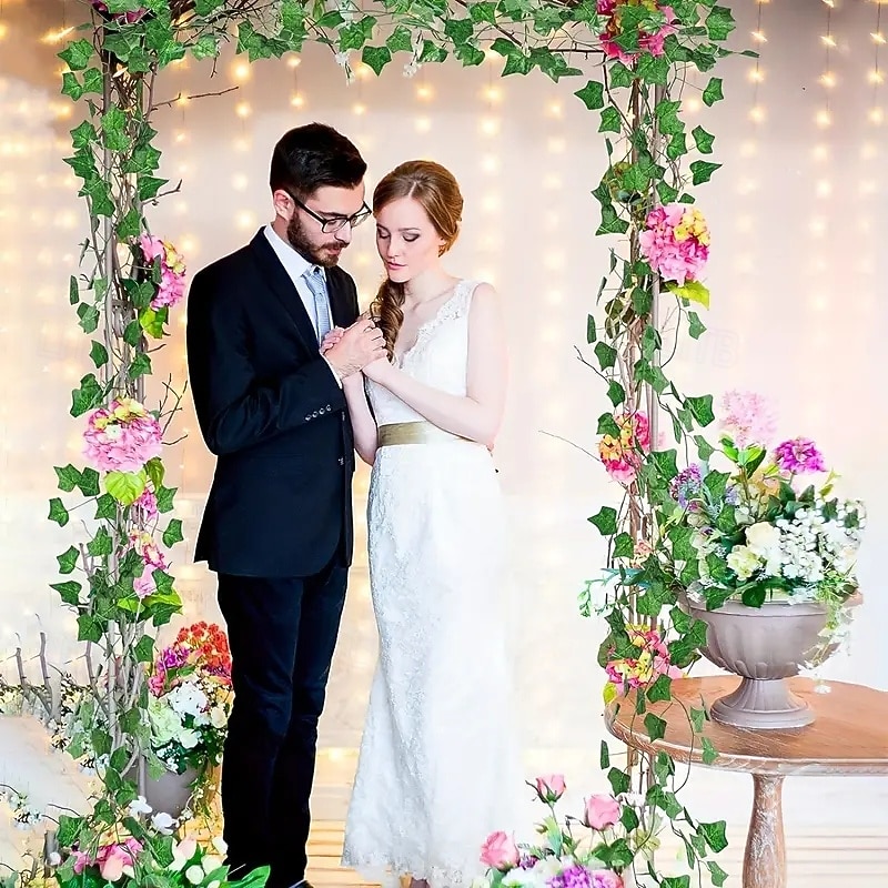 Artificial Ivy Garland Greenery Vines Plant, Fake Hanging Plants Wall Decor, Faux Ivy Leaf Garland for Wedding Party Garden Home Ceiling Decoration3