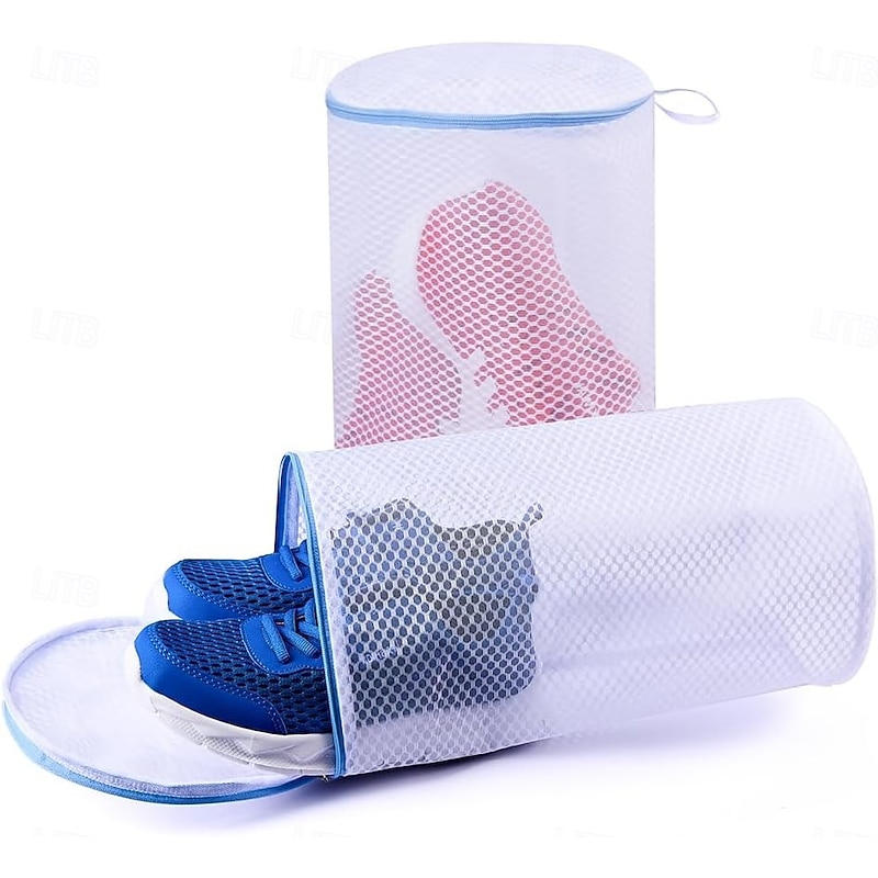 2 Pack Shoes Wash BagsShoe Washing Machine Bagshoe laundry bag for washing machineHoneycomb Mesh Laundry Bags with Zipper for SneakersRunning ShoesSockBrasDelicates and Toys