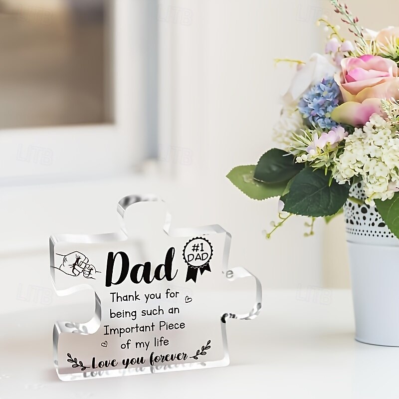 Dad Gift from Daughter or Son, Acrylic Puzzle Plaque Home Decor, Unique Father's Day Gift, Elegant Keepsake Sign for Dad4