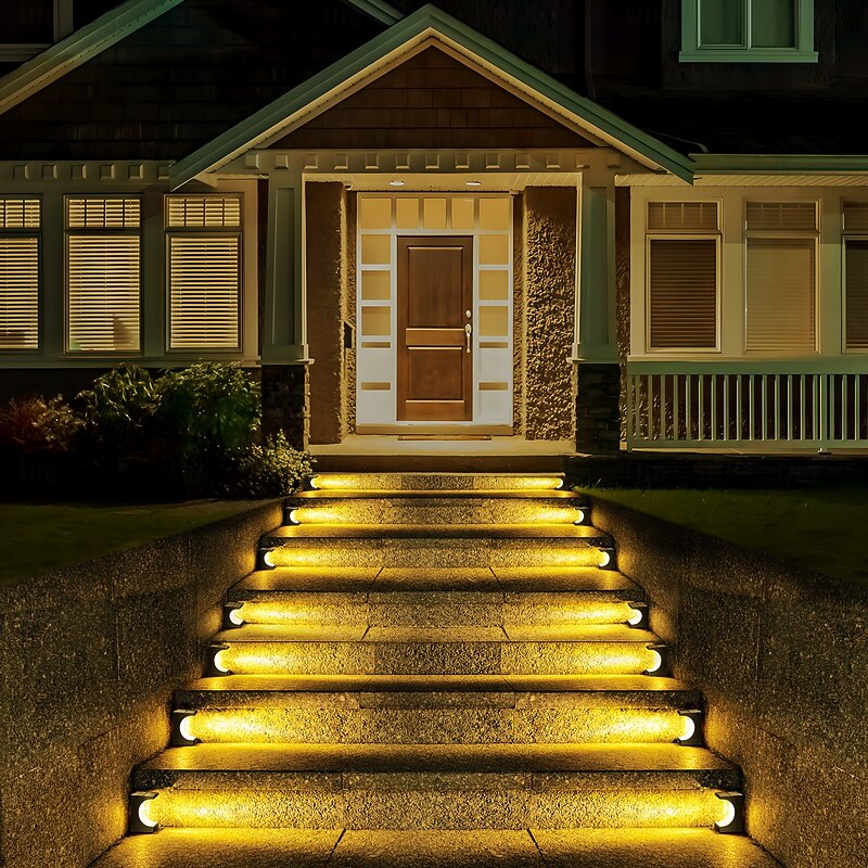 4 Pcs Outdoor Solar Step Lights Courtyard Atmosphere Landscape Lights Outdoor Waterproof Garden Pathway Patio Decoration Lighting3