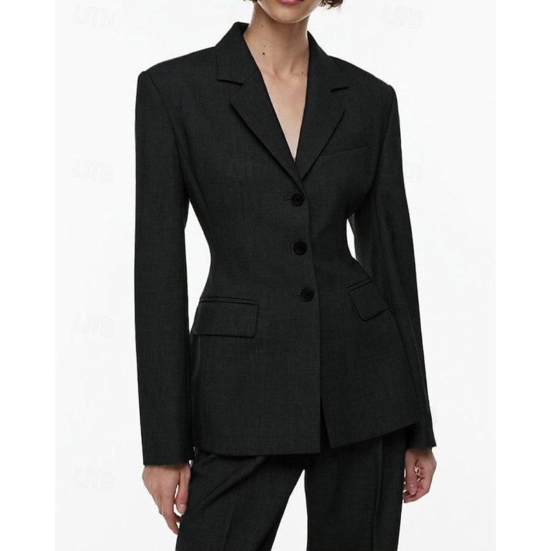 Women's 2 Pieces Suits Formal Wedding Guest Elegant Simple Long Sleeve Ankle Length Notched Lapels Single Breasted4