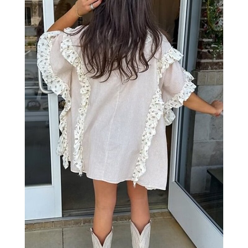 Women's Mini Dress Casual Dress Floral Dress Classic Modern Daily Weekend Regular Fit Flower Short Sleeve V Neck White Summer3