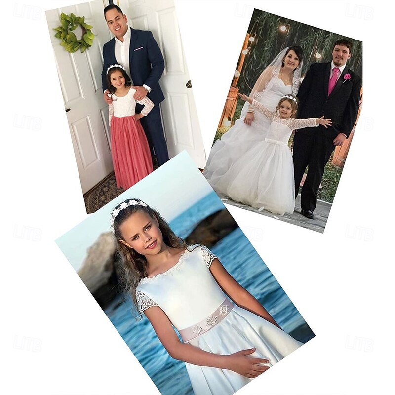 Flower Girl Headpiece Princess Wedding Headband Girls First Communion White Floral Wreath Hair Accessory2