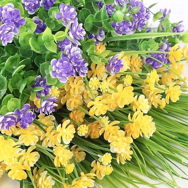 9 Bundles Artificial Flowers for Outdoors, UV Resistant Faux Plants for Hanging Basket, Window Box, Wedding, Indoor Outdoor Decoration, No Fade Fake Flowers for Patio Porch Garden3