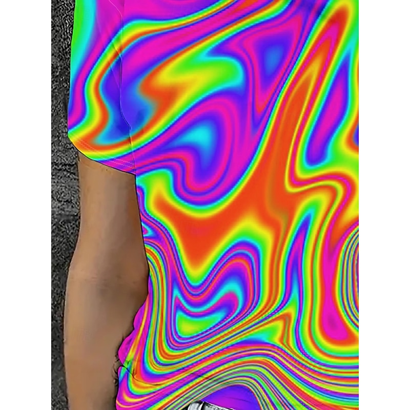 Women's T Shirt Summer Tops Graphic 3D Classic Casual Short Sleeve Crew Neck Crop Tops Daily Weekend Print Rainbow Summer Spring Fall3