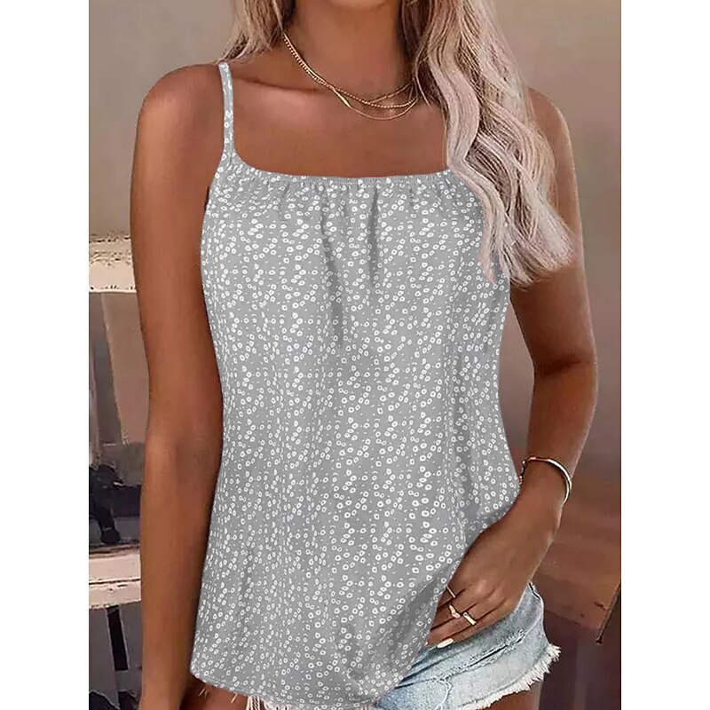 Women's Camisole Tank Top Floral Daily Casual Sleeveless Strap Regular Tops Daily Print Pink Sky Blue Gray Summer4