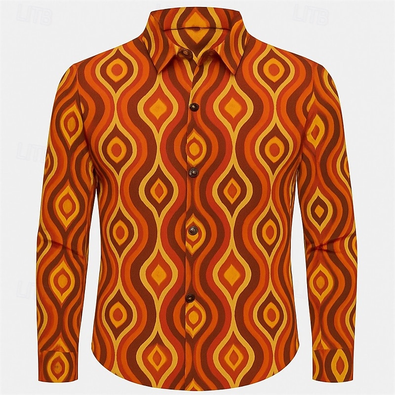 Retro Vintage 1970s Shirt Disco Geometic Fancy Dress Men's Halloween Carnival Pride Parade Pride Month Festival Adults' Shirt