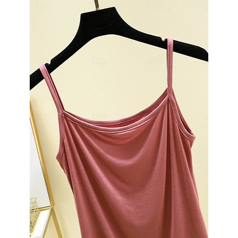 Women's Camisole Tank Top Solid Color Daily Sleeveless Crew Neck Regular Tops Daily Backless Light Blue Iron Gray Denim Blue Matcha green Black Summer2