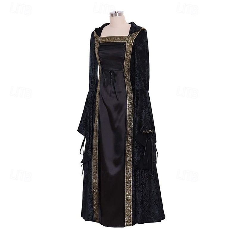 Retro Vintage Medieval Renaissance Ankle Length Dress Viking Outlander Fancy Dress Women's Halloween Carnival LARP Ren Faire Festival Adults Dress4