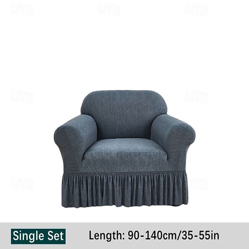 1PC Sofa Cover With Ruffle Details Fashionable Elastic Close Fitting Elastic Polyester Spandex Throw Style Sofa Cover Stretchable Machine Washable Reactive Printing - Suitable For Armchairs Doub3