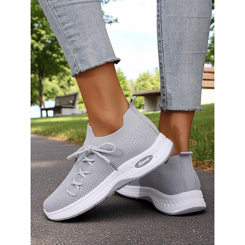 Women's Green Lightweight Flyknit Walking Sneakers – Breathable Knit Mesh Sport Shoes for Active Women – Perfect for Daily Commute, Travel and Casual Park Strolls3