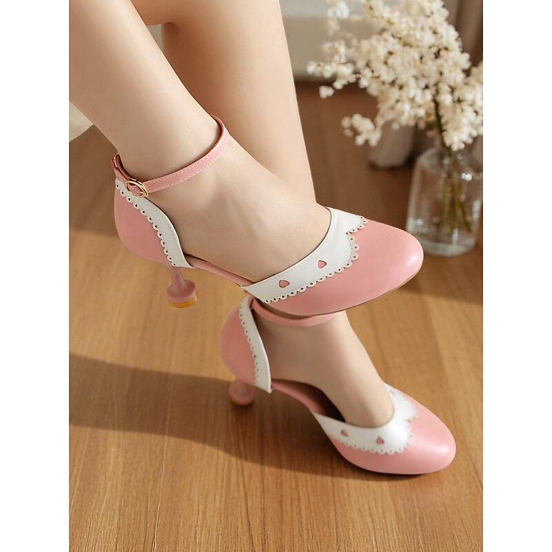 Women's Cream 1950s Vintage Mary Jane Heels – Scalloped Ankle Strap Dress Shoes for Tea Parties, Weddings & Daily Elegance2