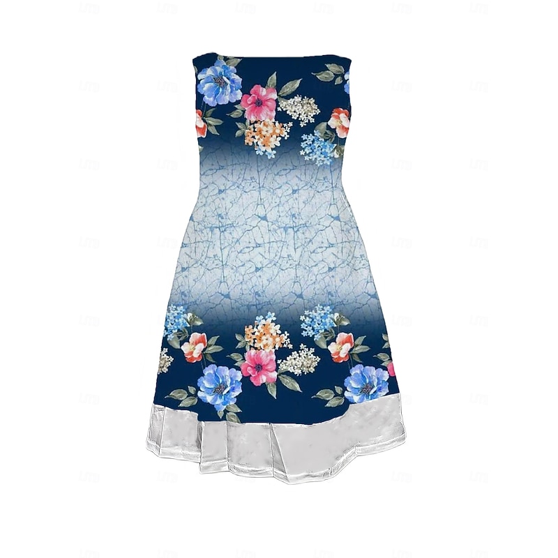 Women's Midi Dress Tank Dress Fashion Classic Outdoor Daily Weekend Regular Fit Graphic Color Gradient Sleeveless Crew Neck White Spring Fall2