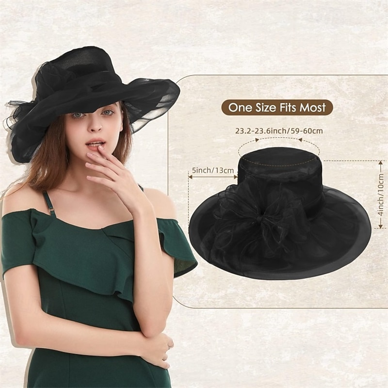 Kentucky Hats Derby for Women 2025 Elegant Tea Party Hats Organza Victorian Church Wedding Fascinator Hat3