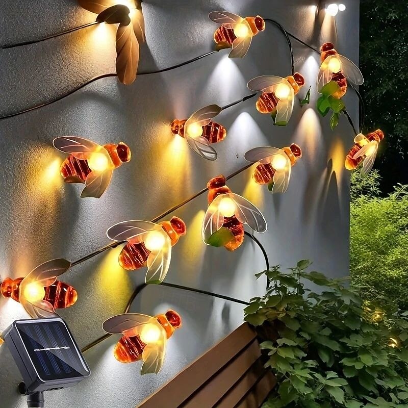 Solar Bee String Lights 12m 100LEDs Outdoor Waterproof Fairy Lights for Wedding Party Tree Courtyard Patio Fence Balcony Outdoor Indoor Decoration2