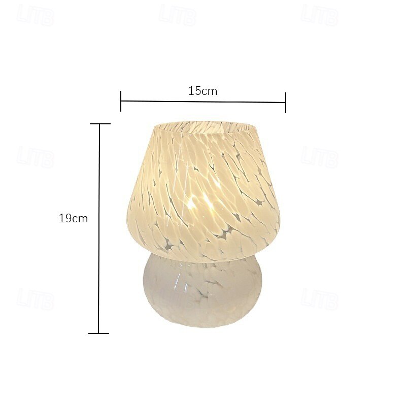 Mushroom Lamp Vintage Table Lamp Glass Bedside Lamp with Cable Dimmable Table Lamp with 3 Colour Light Bulb Retro Desk Lamp Mushroom Night Light LED Mini Lamp for Office Bars Living Room Bedroom3