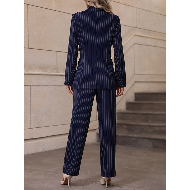 Women's 2 Pieces Suits Formal Wedding Guest Formal Evening Elegant Simple Long Sleeve Ankle Length Notched Lapels Single Breasted2
