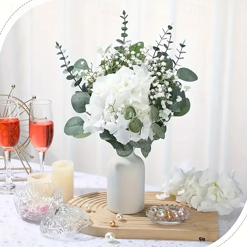 50 Bundles Artificial Greenery Plants for Wedding Decor, Realistic Faux Green Leaves, Rustic Simulation Floral Arrangements, DIY Table Centerpieces and Arch Decorations3