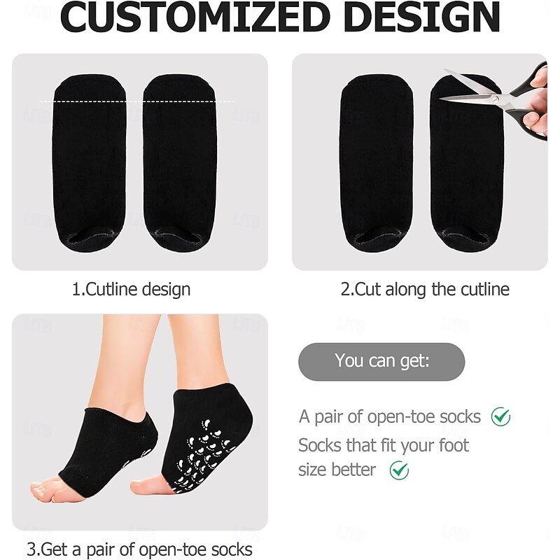 2 Pairs Silicone Moisturizing Socks for Dry Cracked Feet – Foot Care Gel Socks for Women, Soft and Comfortable, 20-Minute Deep Hydration Treatment, Reusable and Washable3