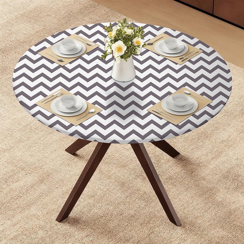 Tablecloth Covers For The Home Deluxe Elastic Edged Flannel Backed Vinyl Fitted Table Cover Pattern Large Round Oblong Oval4