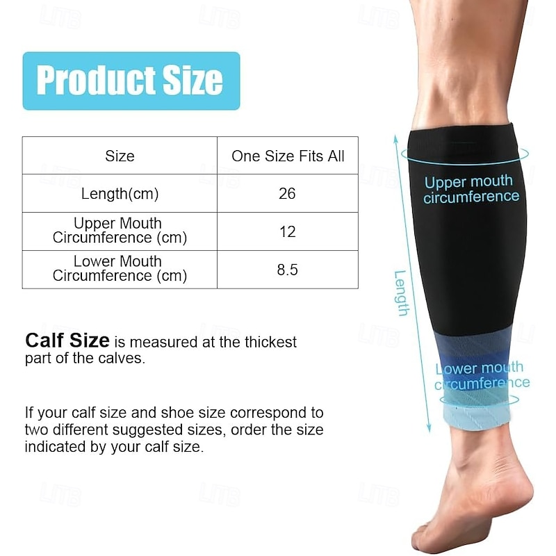 3 Pairs Calf Compression Socks for Men and Women, Gradient Blue Sports Leg Sleeves for Running, Hiking, Gym, Cycling, Football, Breathable Support2