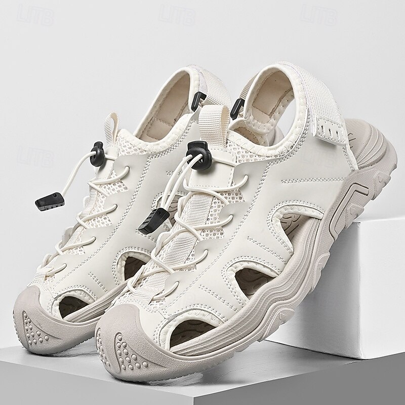 Men's Sandals - White Outdoor Water Sports Sandals with Adjustable Straps and Breathable Mesh for Hiking, Beach and Summer Adventures4