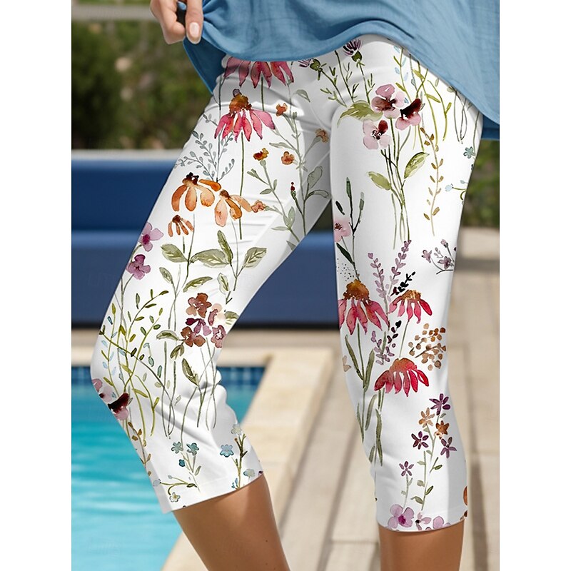 Women's Leggings Capri Pants High Elasticity Vacation Vintage Fashion Full Length High Waist Floral Graphic Printing Thermal Warm Breathable Soft Stretchy Formal Outdoor Vacation3