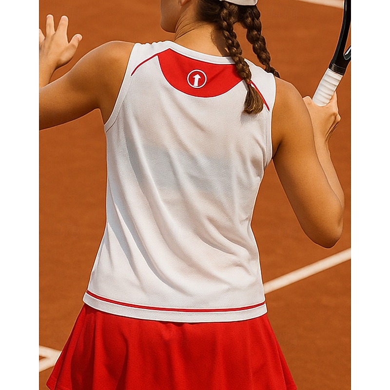 Women's Patchwork Tennis Top Sleeveless Sweat-Wicking Moisture Wicking Breathable Tennis Golf Pickleball Crew Neck White Tennis Clothing2