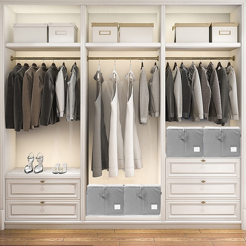 Shoe Organizer for Closet, Shoe Organizer with Transparent Cover and Sturdy Handles, Closet Shoe Storage for Sneakers Sandals Slippers, Fit 16 Pairs,2