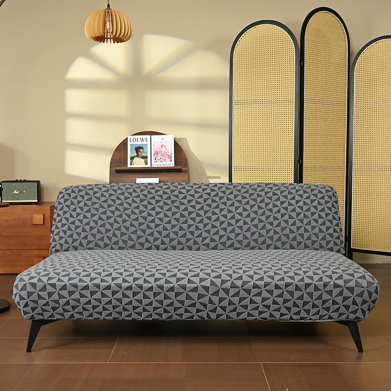 Sofa Slipcovers Futon Cover for Armless Sofa Bed Stretch Armless Sofa Cover Spandex Jacquard Pattern Elastic Feature for Folding Sofa Bed2