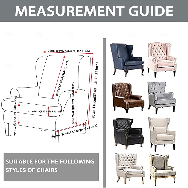 Wingback Chair Cover Floral Striped Geometric Printed Armchair Slipcovers3