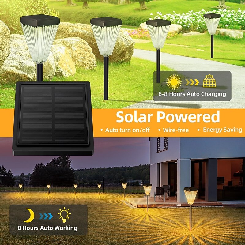 Solar Pathway Lights for Outside Super Bright Solar Driveway Lights Outdoor Waterproof Auto On/Off Solar Garden Fence Lights Solar Powered Post Landscape Decor Lighting for Path Yard Walkway2